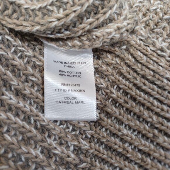 Ellen Tracy Sweater Chunky Knit Pullover Cotton Blend Oatmeal Marl Womens XL - Picture 5 of 10